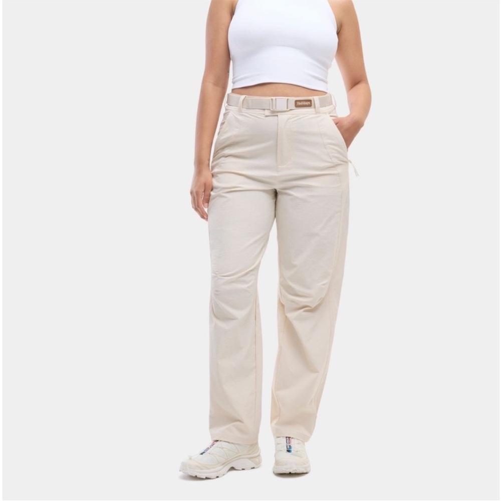 Halfdays Bastille Trail Pant Womens Large Oatmilk Beige Hiking Outdoor‎ Belt New
